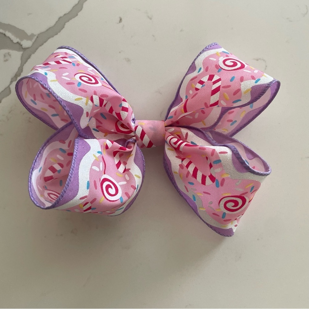Pink and Purple Candy Swirl Hair Bow outfits girl Christmas butterfly Cindy Lou - Picture 2 of 6